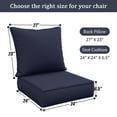 thumbnail image 2 of Snubbull Outdoor Deep Seat Cushion Set 24 X 24 X 6.5 inch Splash-Proof & Fadeness Patio Furniture Cushions，Removable Outdoor Couch Cushions with Hidden Zipper & Adjustment Staps, Navy, 2 of 8