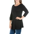 thumbnail image 3 of 24seven Comfort Apparel Plus Size Ruched Sleeve Swing Tunic Top, 3 of 4