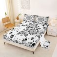thumbnail image 2 of Homewish Spooky Halloween Skull Bed Sheets,Bohemian Mandala Full Size Sheets,White Black,4 Pieces,1 Flat Sheet, 1 Fitted Sheet and 2 Pillowcases, 2 of 6