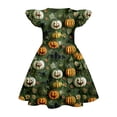 thumbnail image 4 of Dresses For Girls Halloween Pumpkin Pattern Round Neck Flowy Sundress Fall Casual Halloween Wear for Girls Ages 6–14, 4 of 4