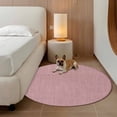 thumbnail image 3 of Vintage Nude Pink Large Round Rug 8 FT, Non Slip Living Room Area Carpet, Farmhouse Retro Solid Color Linen Texture Washable Soft Circle Rug Non-Shedding Floor Carpet for Bedroom Office Dining Room, 3 of 9