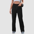 thumbnail image 5 of Povozer Women's Casual High Waist Stretch Pants, Multiple Pockets Straight Leg Pants, for Leisure and Office(Black,L), 5 of 6