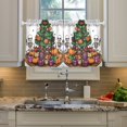 thumbnail image 2 of Yayeee Kitchen Curtains Tier Pair Light Filtering 27"x24" Rod Pocket Short Cafe Window Panel, Green Halloween Christmas Trees, 2 of 7