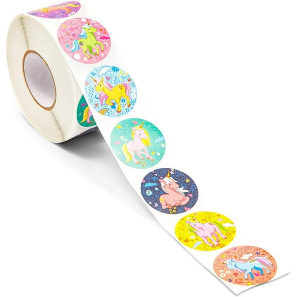 1000 Count Unicorn Stickers for Kids, 1.5 inches Colorful Unicorn Round Circle Adhesive Labels Roll for Girls, Birthday Party Favor Bags, Classroom ...