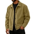 thumbnail image 2 of Delconic Mens Autumn Casual Jacket Loose Fit Turn Down Collar Long Sleeve Corduroy Outerwear Button Front Lightweight Coat Khaki 3XL, 2 of 9