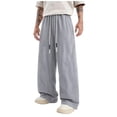 thumbnail image 2 of YueHuiYing Men's Baggy Sweatpants Fashion Wide Leg Casual Sweat Pants Drawstring Stretch Joggers with Pockets, 2 of 9