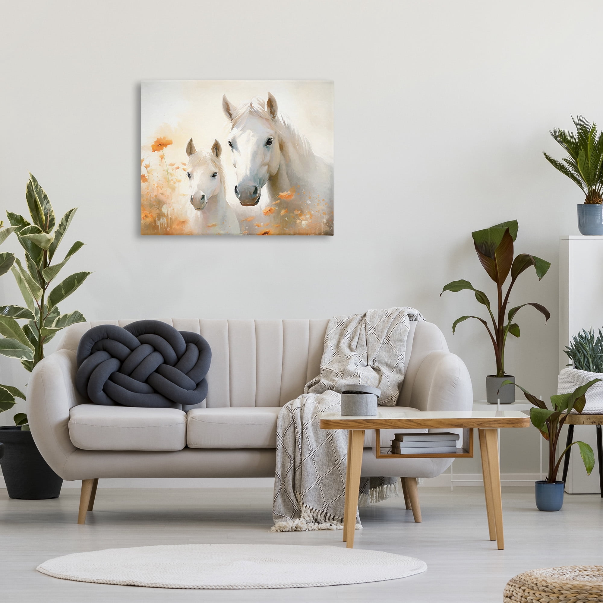 Stupell Industries Horse & Foal with Flowers Animals & Insects Painting Gallery Wrapped Canvas Art Print Wall Art, 40 x 30