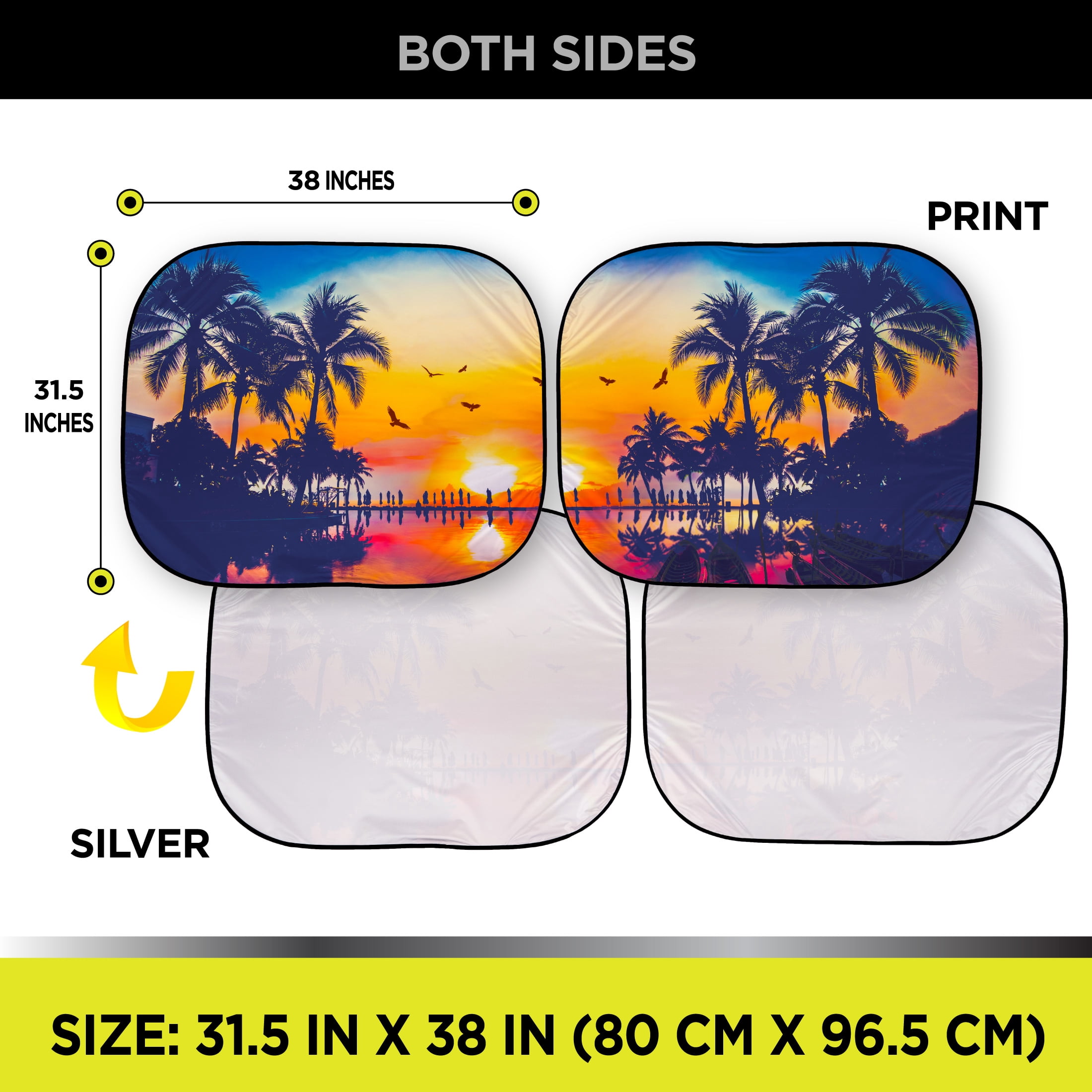 Auto Drive Super Jumbo Tropical Twist Sunshade 2 Counts 31.5" x 38"