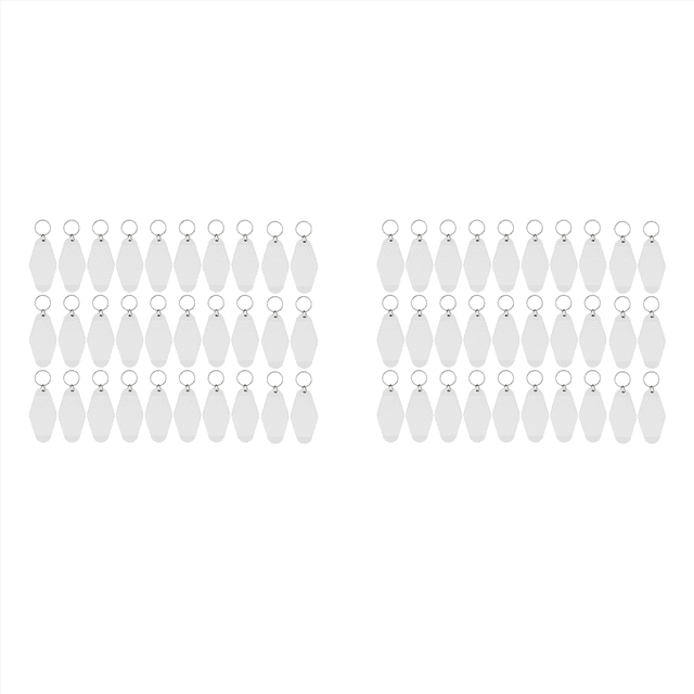 60Pack Motel Keychain Blanks Vintage Motel Keychains Sublimation Blank Keychain for Vinyl DIY Crafting Keychain White