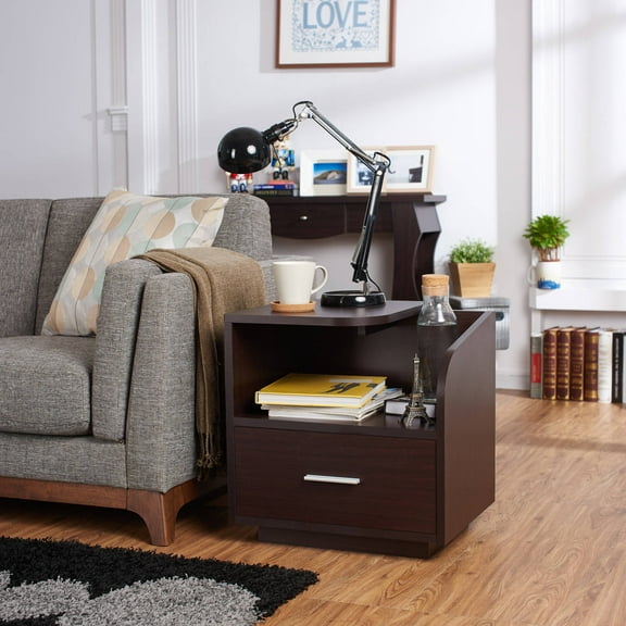 Furniture of America Lara 1-Drawer End Table, Walnut