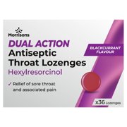 Morrisons Dual Action Blackcurrant Lozenges 36 per pack - Pack of 2