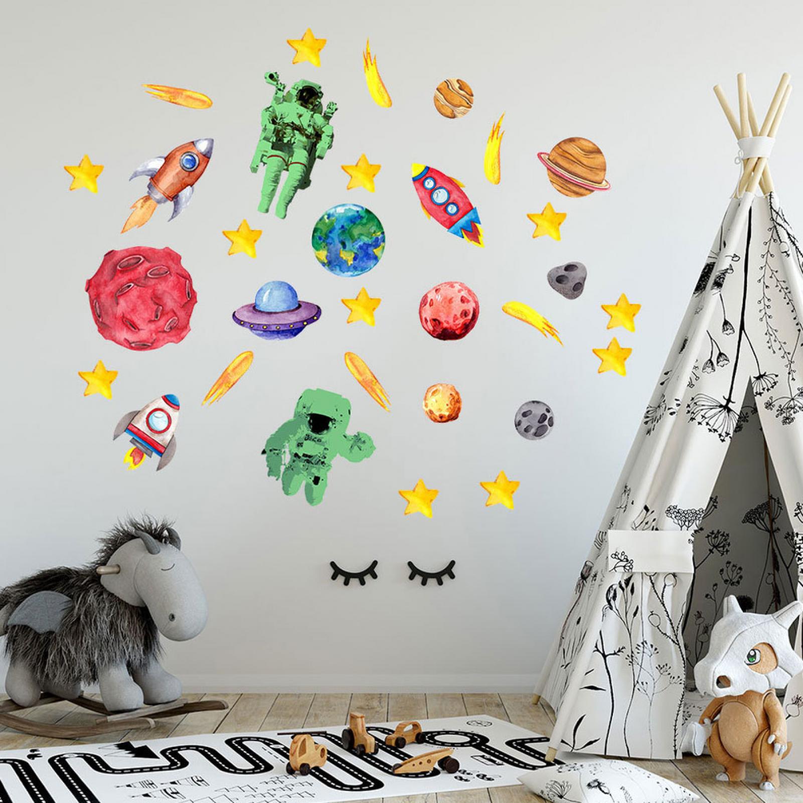 LHCER Wall Decor,Home Decoration,31Pcs DIY Space Spaceship Themed Glowing  Home Wall Sticker Luminous Children Room Decor