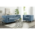 thumbnail image 2 of Inspired Home Rin Velvet Club Chair Button Tufted Square Arms Tapered Legs Modern, Slate Blue, 2 of 9