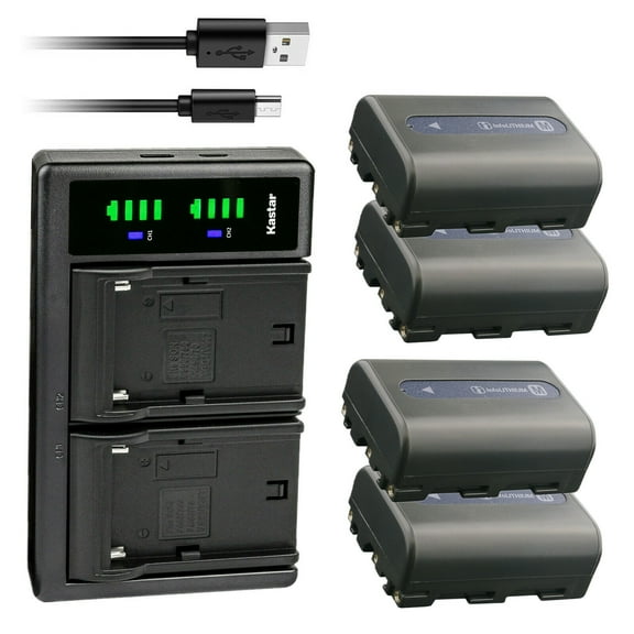 Kastar 4-Pack NP-FM50 Battery and LTD2 USB Charger Replacement for Sony DCR-TRV330, DCR-TRV340, DCR-TRV350, DCR-TRV355, DCR-TRV360, DCR-TRV380, DCR-TRV430, DCR-TRV460, DCR-TRV480, DCR-TRV530 Camera