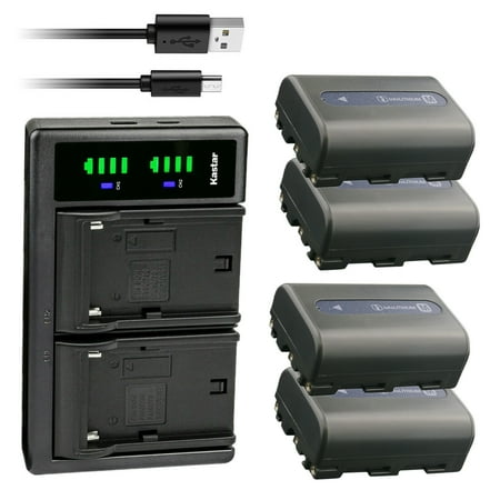 Kastar 4-Pack NP-FM50 Battery and LTD2 USB Charger Replacement for Sony DCR-TRV330 DCR-TRV340 DCR-TRV350 DCR-TRV355 DCR-TRV360 DCR-TRV380 DCR-TRV430 DCR-TRV460 DCR-TRV480 DCR-TRV530 Camera