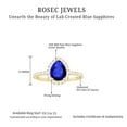 thumbnail image 6 of Rosec Jewels Lab Grown Blue Sapphire Teardrop Engagement Ring with Halo (6X8 mm) Blue Sapphire Diamond Ring - AAAA Grade, 18K Yellow Gold, US 6.00, 6 of 7