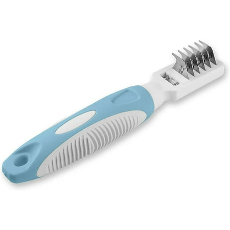 UPC: 0849790104358 | Pets First Professional Pet Mat Remover – Dematting Tool for Grooming Cats & Dogs – Removes Matted Fur  Tangles  Knots  Loose Hair & Dirt – Stainless Steel  Gentle Teeth  Soft Comfort Grip Handle