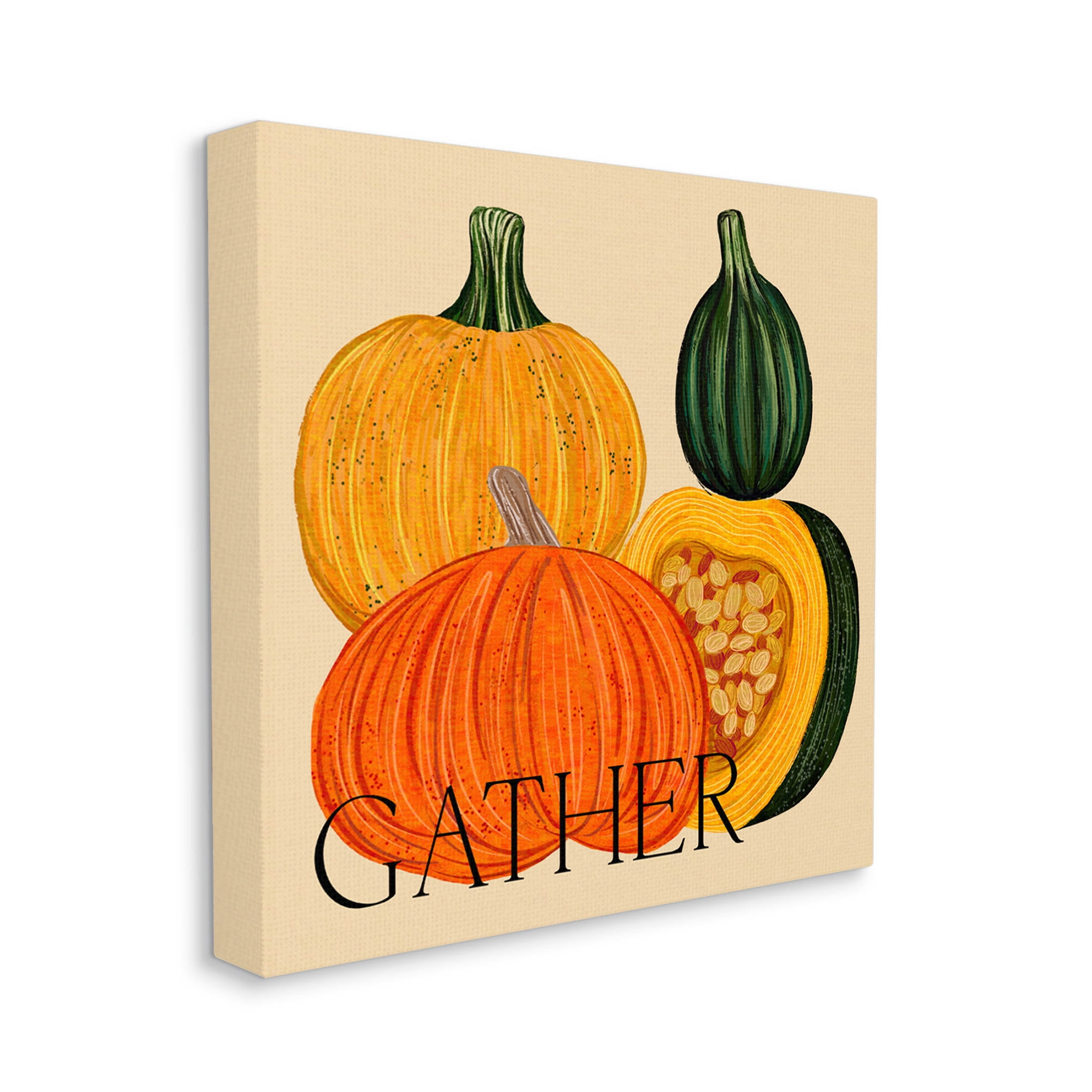 Stupell Industries Gather Autumn Harvest Gourds Graphic Art Gallery Wrapped Canvas Print Wall Art, Design by Ziwei Li