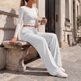 thumbnail image 3 of SUNBS Womens Loose Lounge Sweatpants High Waisted Wide Leg Pants with Pockets Palazzo Trousers, 3 of 9