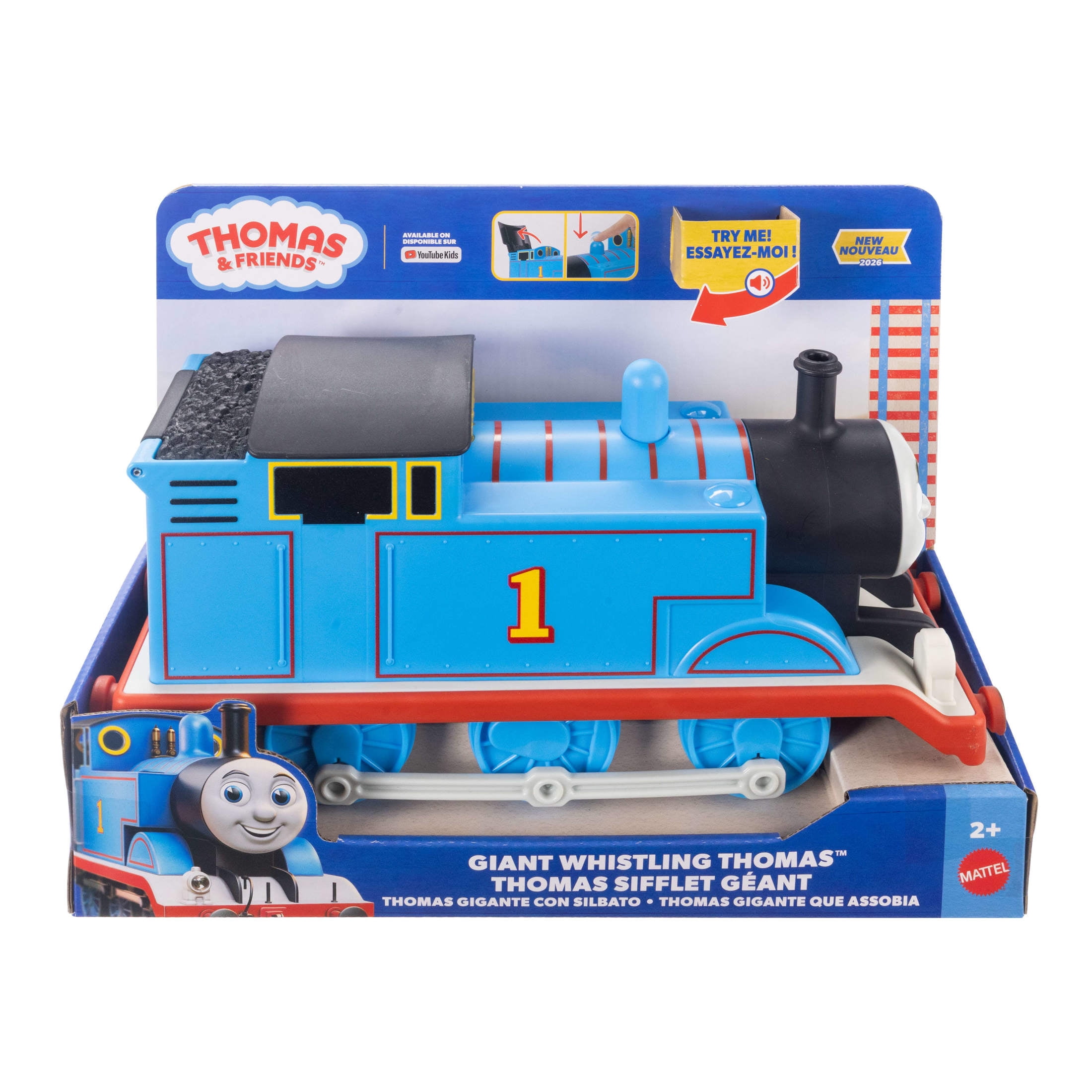 Thomas & Friends Giant Whistling Thomas from Fisher-Price, Large-Scale Engine with Push-Button Sound
