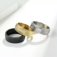 thumbnail image 3 of Stainless Steel Band Silver/Gold/Black Men's Women's 7MM Rhombus Ring Size 6-12, 3 of 8