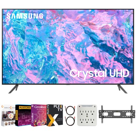 Samsung UN85CU7000 85 inch Crystal UHD 4K Smart TV (2023 Model) Bundle with Premiere Movies Streaming + 37-100 Inch TV Wall Mount + 6-Outlet Surge Adapter + 2X 6FT 4K HDMI 2.0 Cable