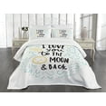 thumbnail image 3 of Ambesonne I Love You Quilted Bedspread Set 3 Pcs, Cartoon Sibling Love, Queen Size, Yellow Grey Mint, 3 of 5