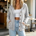 thumbnail image 2 of AnuYalue Button Up Hoodies for Women Lightweight Ribbed Long Sleeve Cardigan Sweater Jacket with Pockets, 2 of 9