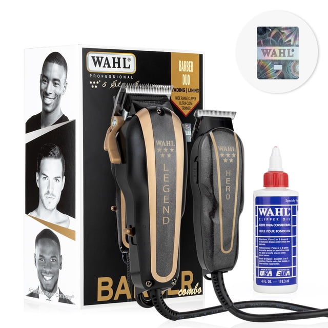 Wahl Barber Combo Cortapelo Profesional + Regalo Aceite 4oz Color Negro