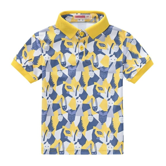 Coerni Boys Polo Shirt for Kids Toddler Short Sleeve Button Down Shirt Hawaiian Casual Tops Cute Summer Clothes