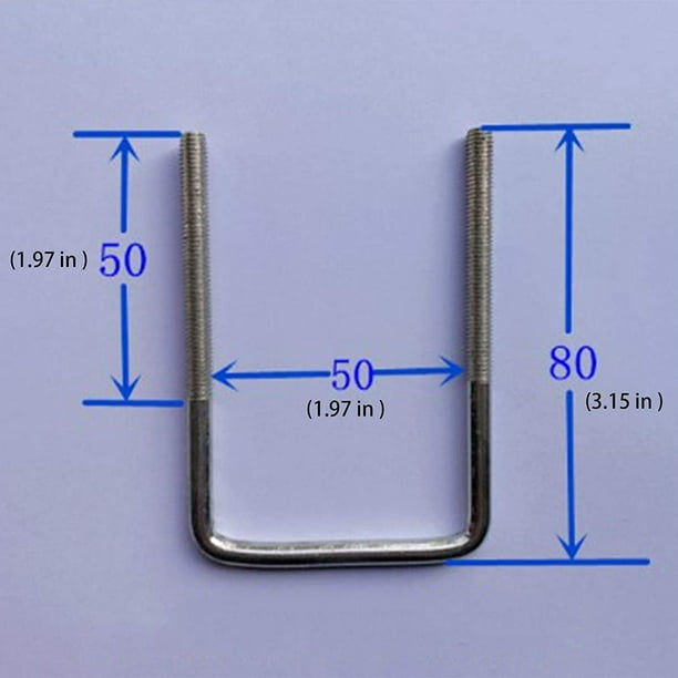Tubo cuadrado en U Placa en U hexagonal de acero Cuadrados internos Placa en U Práctico U de acero para poste Placa de soporte en U Cuadrados marinos Perno en U con fijación U Cuadrado M6, 50 * 80 mm Plata 10 piezas ShuxiuWang 8390606621221