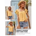 thumbnail image 6 of Xuanfei Women Square Neck Button Up Ruffle Short Sleeve Casual Solid Top, 6 of 7