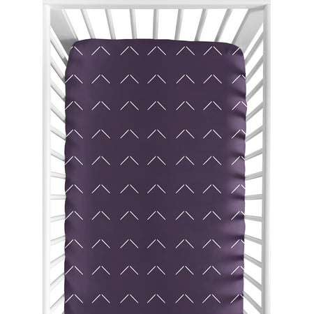 UPC: 0846480096658 | Woodland Boho Arrow Plum Purple and White Fitted Crib Sheet Boy or Girl by Sweet Jojo Designs