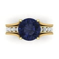 thumbnail image 2 of 3.39 ct Brilliant Round Cut Blue Sapphire 14k Yellow Gold Solitaire with Accents Engagement Bridal Wedding Ring Band Set size 6.5, 2 of 7