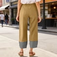 thumbnail image 5 of Iyufng Checkered Panels Pants for Women Elastic Waistband Wide Leg Pants Loose Casual Trousers with Pockets, 5 of 7