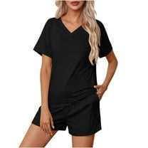 LYXSSBYX Womens Pajama Sets Women's Home Clothing Pajama Set Knitted Fabric Short Sleeved Shorts Two-Piece Set