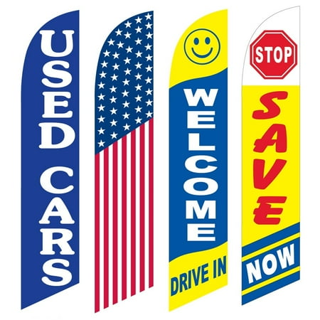 4 Advertising Swooper Flags Used Cars America Welcome Drive In Stop Save Now