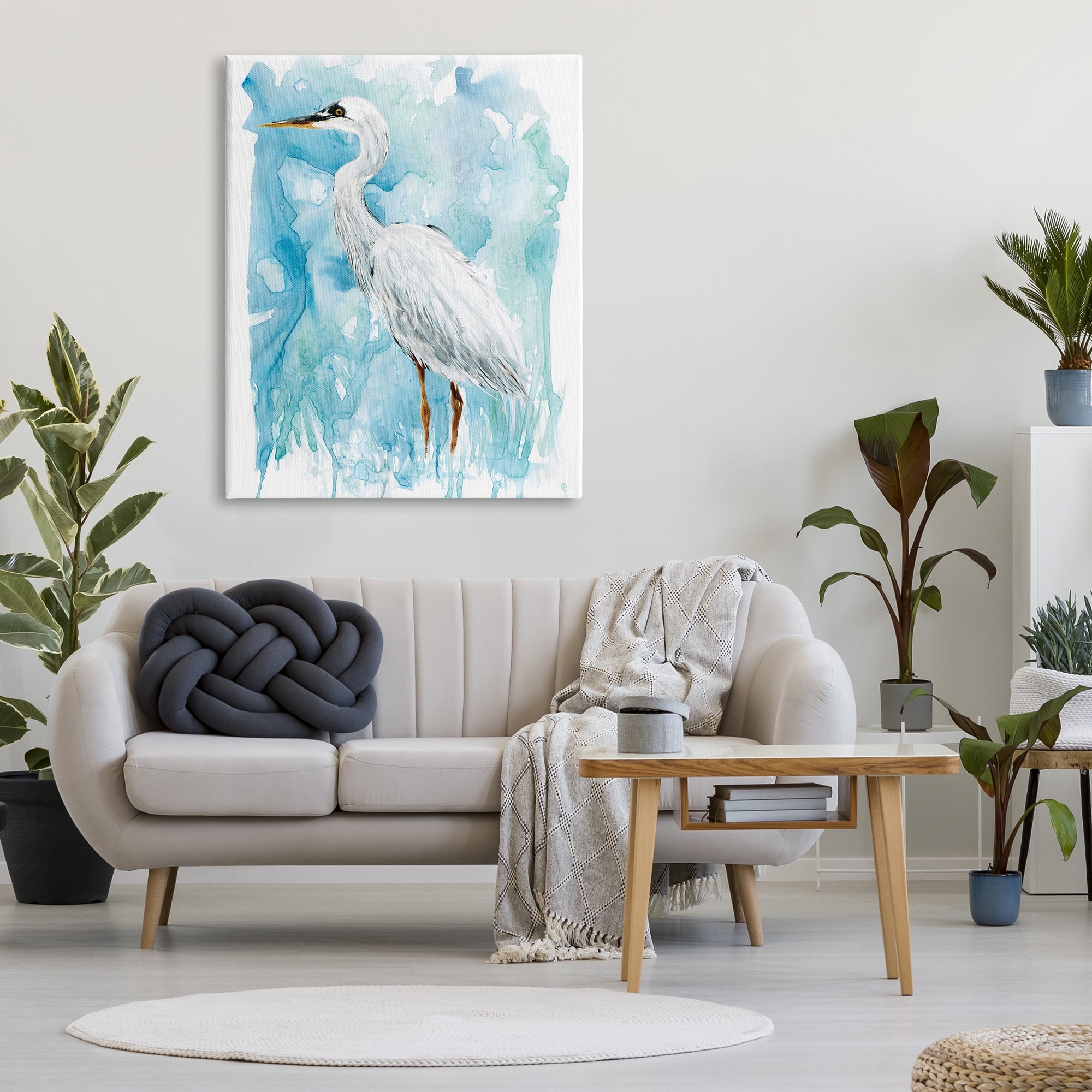 Stupell Industries Whooping Crane Solemn Still Life Blue Marsh Water, 36 x 48, Design by Carol Robinson