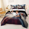 thumbnail image 3 of Castle Fairy Dynamic Racing Bike Full Size Comforter Sets 3 Pieces for Teens, Motion Blur Circuit Bedding Sets for Sport Bedroom, Blue Red,Black Reversible, 3 of 6
