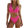 thumbnail image 2 of Ruffle Bikini Womens V-Neck Bikini Set with Adjustable Straps, Push up Tops High Waist High Cut Bottom, 2-Piece Swimwear for Beach Travel XL, 2 of 6