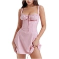 thumbnail image 2 of Robe d'Été pour Femmes Bretelles Spaghetti Réglables Robe Mini Décontractée Florale Ajustée & Évasée Robe de Plage Taille Haute, 2 of 7