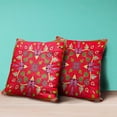 thumbnail image 3 of Amrita Sen Designs  16 x 16 in. Paisley Pattern Square Suede Zippered Pillow with Insert - Red, 3 of 5