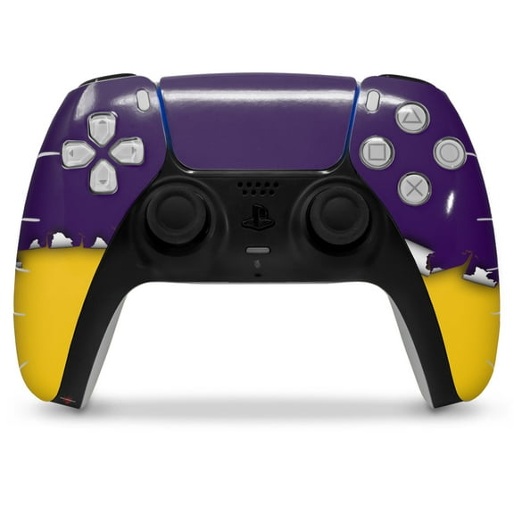 WraptorSkinz Skin Wrap compatible with the Sony PS5 DualSense Controller Ripped Colors Purple Yellow (CONTROLLER NOT INCLUDED)