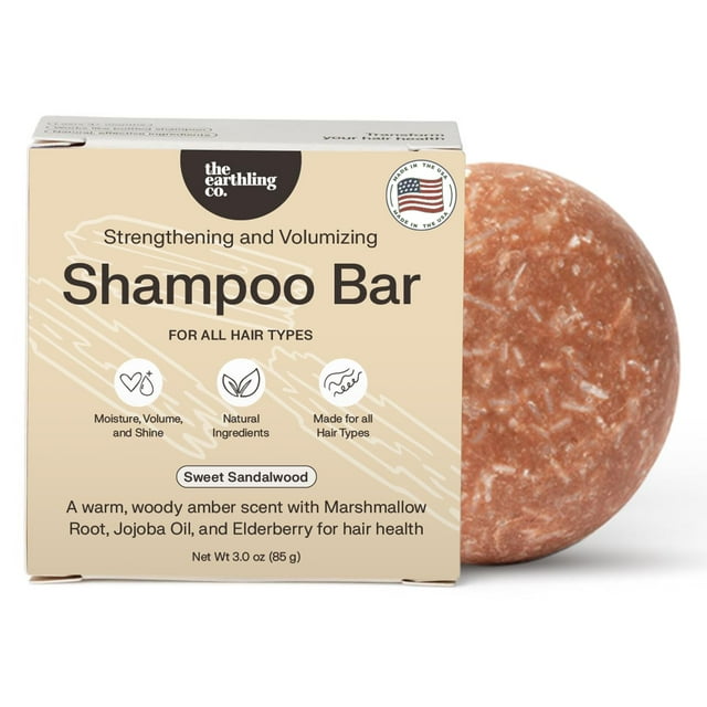 Barra de champú The Earthling Co. Promueve el crecimiento del cabello, 90 ml, paquete de 3