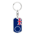 thumbnail image 1 of Cook Island Flag Swivel Keychain Dog Tag Stainless Steel or 18k Gold, 1 of 8