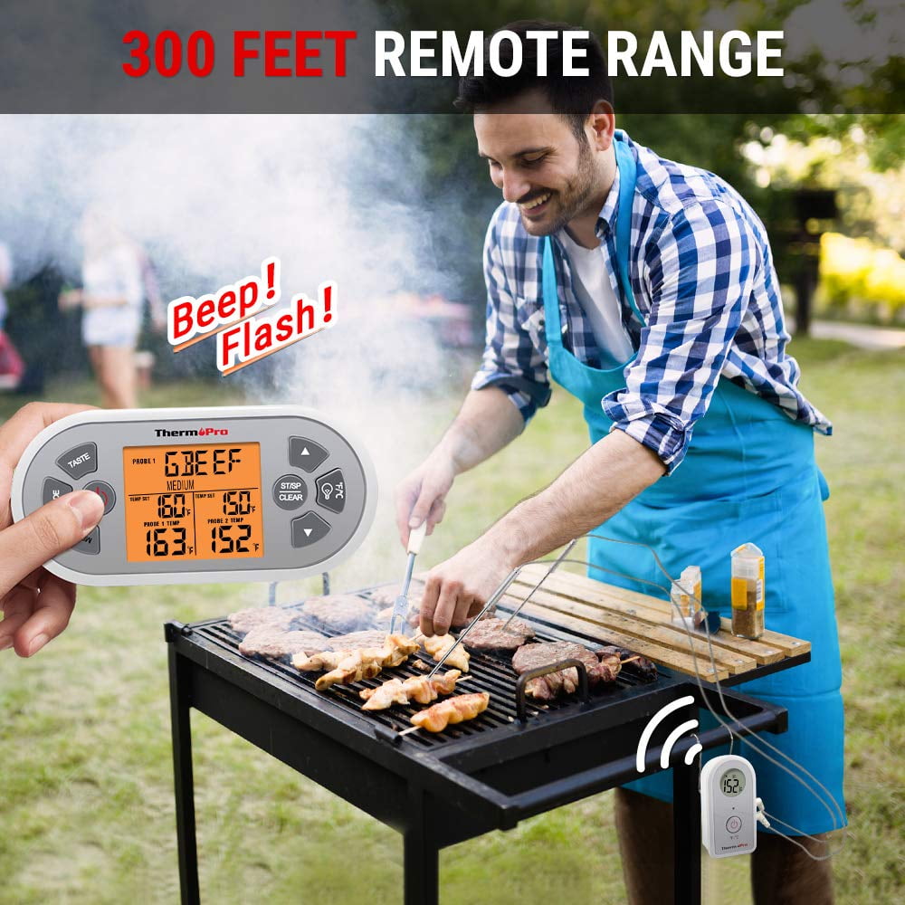 ThermoPro TP22S Digital Wireless Meat Thermometer for Grilling with Dual Probe Food Cooking Thermometer for Smoker BBQ Grill Thermometer Dark gray