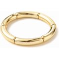 thumbnail image 1 of Pulsera elástica con cuentas de tubo curvo acrílico grueso de 2 piezas para mujer, color dorado, 2 pulgadas, 1 of 4
