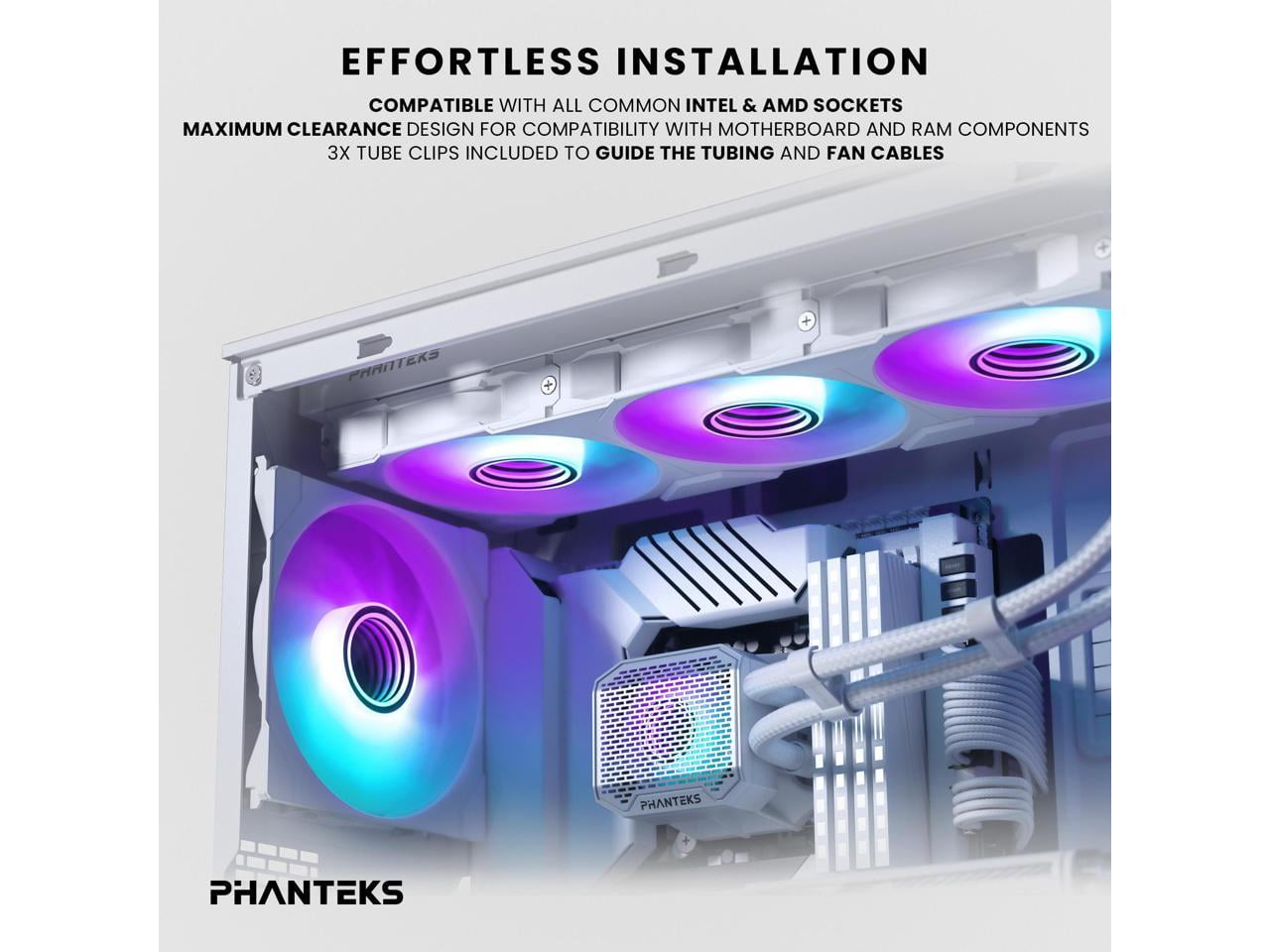 Phanteks Glacier One 360M25 G2 AIO Liquid CPU Cooler, White, RGB Pump Cap Design, 3x Performance 120mm M25 G2 PWM RGB Fans, for Intel LGA 1700, 1851, 1200, 115x and AMD AM4/AM5 sockets, White