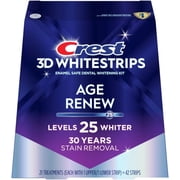 Crest 3DWhitestrips Age Renew At-home Teeth Whitening Kit, 21 Treatments, 25 Levels Whiter
