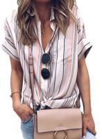 Stripe Shirt Women Summer Short Sleeve 